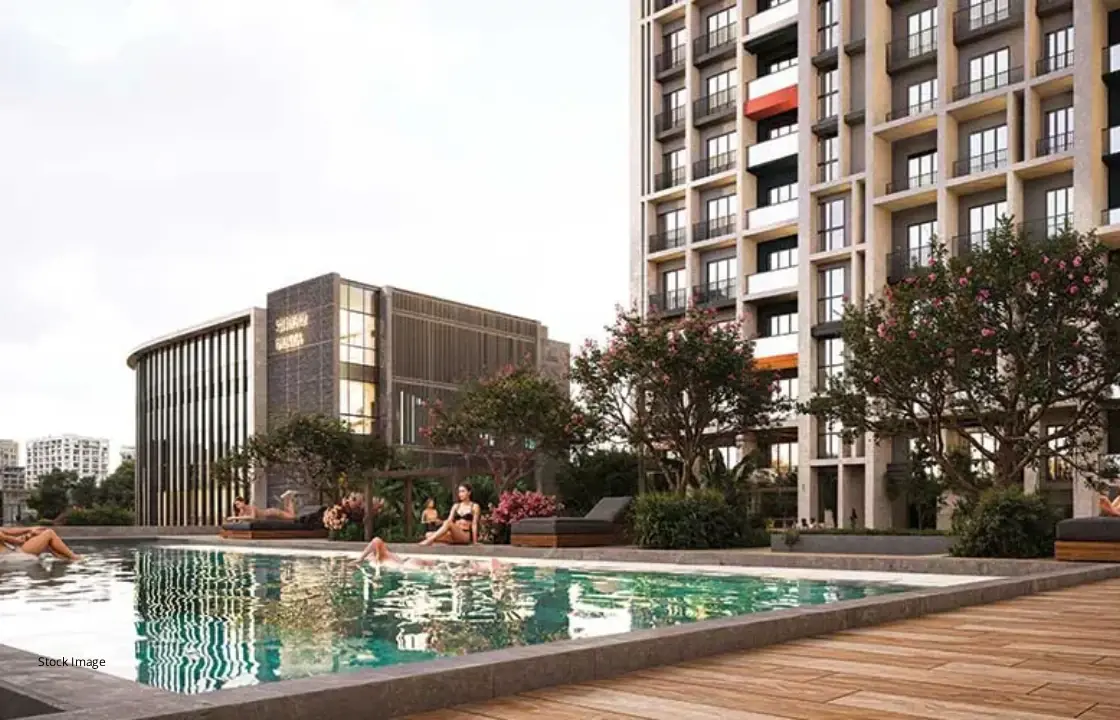 Artistic impression of the swimming pool deck at Shelar Supremus