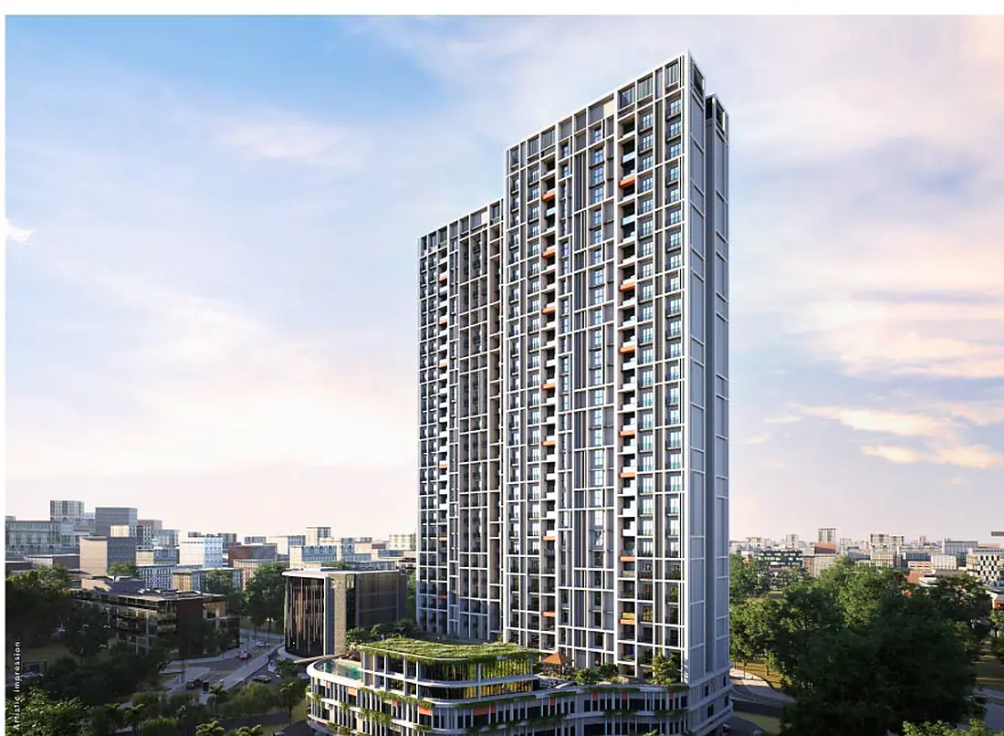 Artistic impression of Shelar Supremus by day from Khadakpada Road
